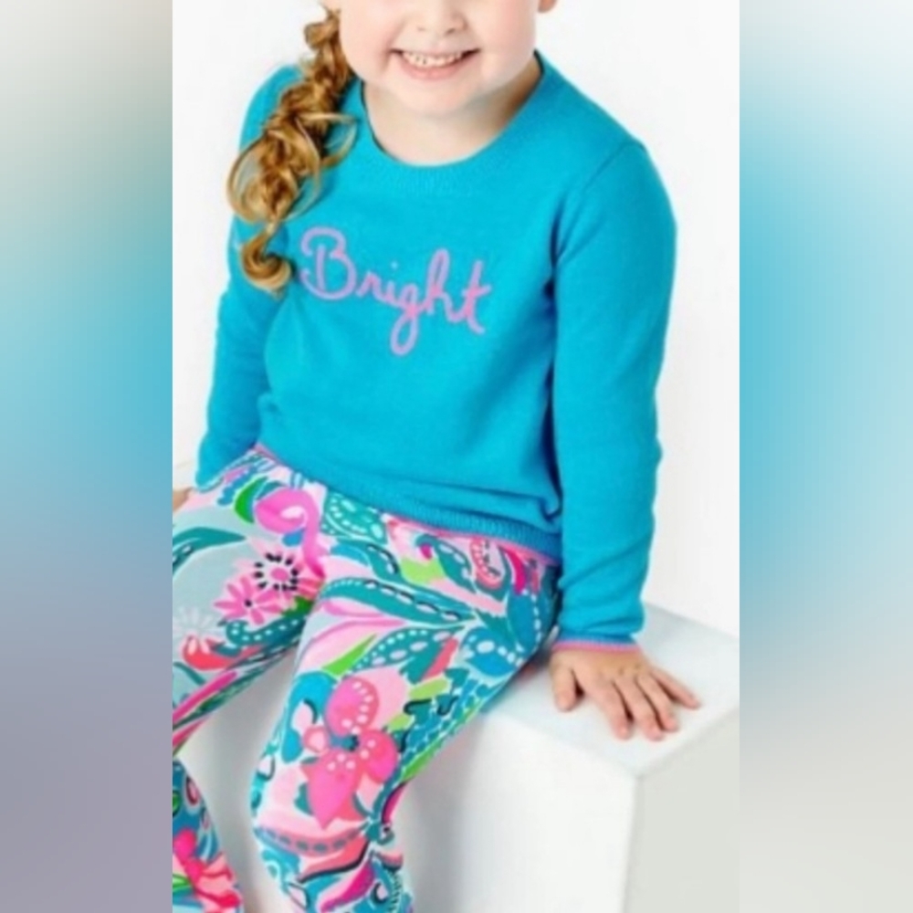 Girls Lilly Pulitzer Teal Pink Bright Sweater M (6-7)